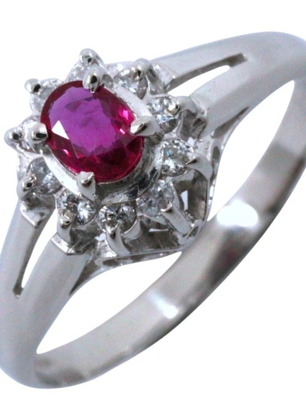 Ring Pt900Platinum/Ruby/diamond #4.7(US Size) 2.5g Women